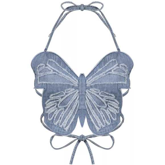 NWT SUMMER BUTTERFLY CROP TOP S: SMALL-MEDIUM - Picture 2 of 13